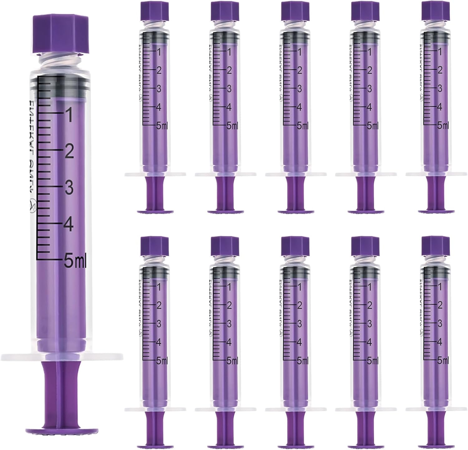 5ml Syringe with Cap, 5cc Plastic Syringes for Liquid, Feeding, Individually Wrapped 50 Pack