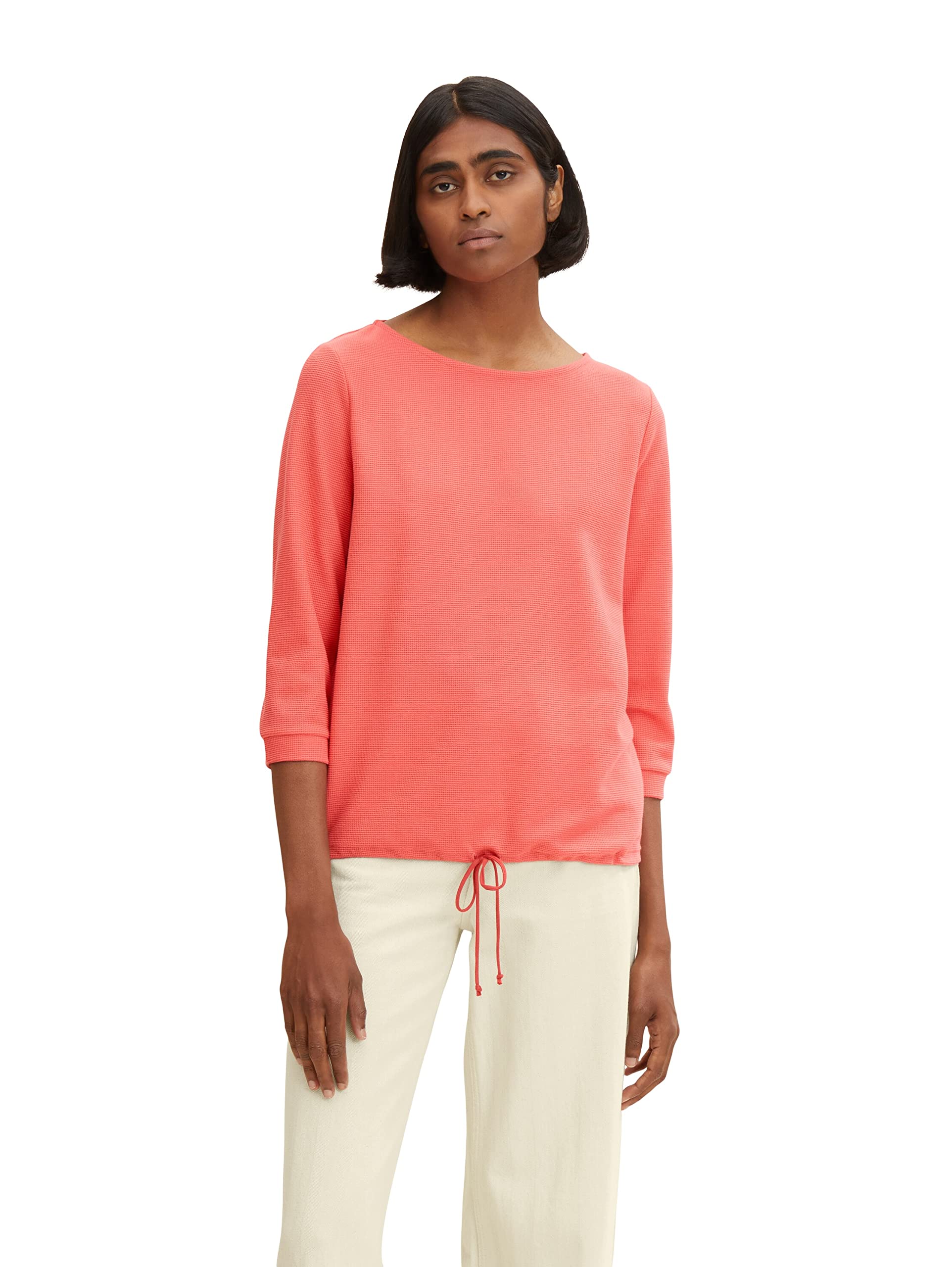 TOM TAILOR Damen Longsleeve mit Schleifen-Detail am Saum