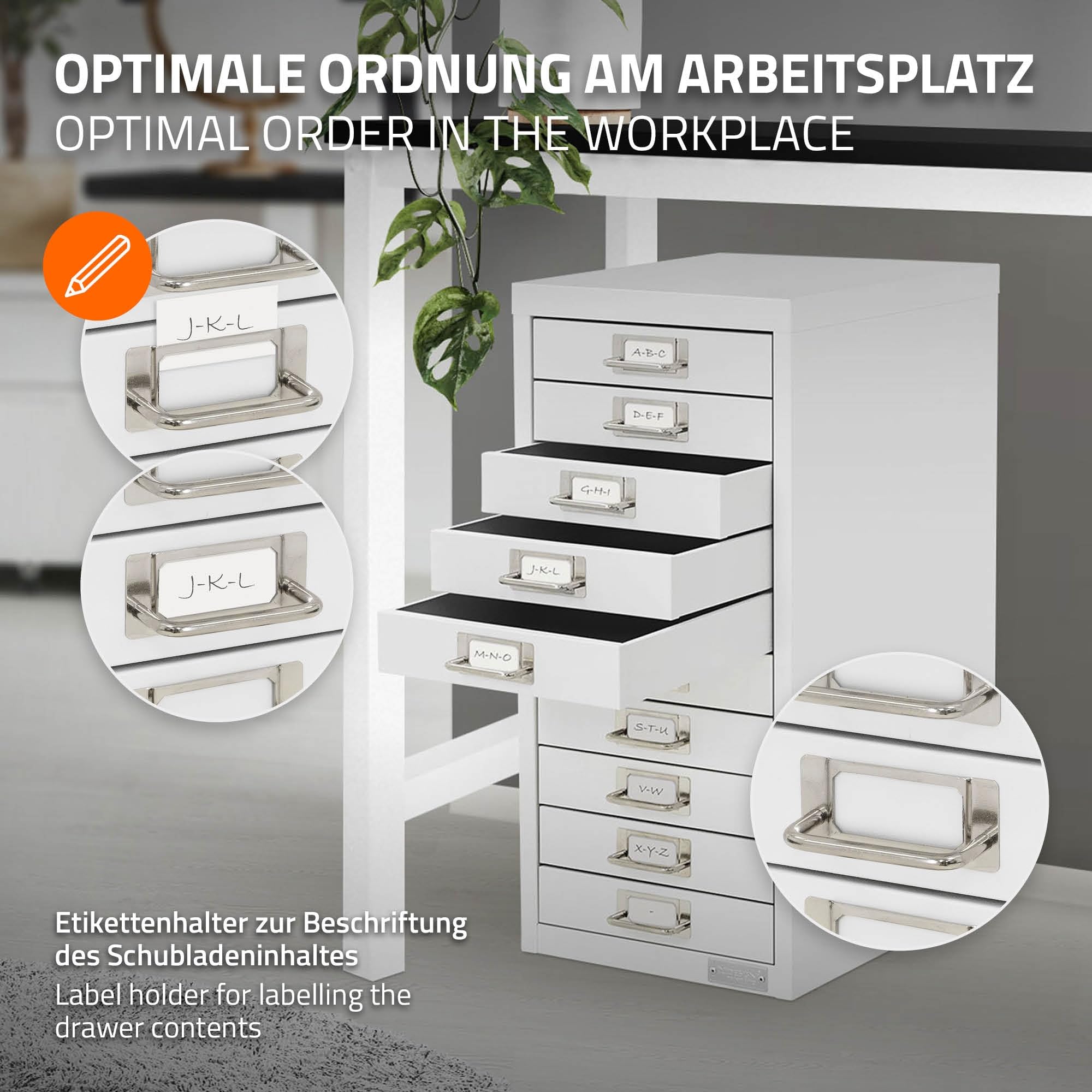 ML-Design Armadio per Archiviazione con 10 Cassetti 28x38x60 cm Bianco Cassettiera in Metallo per DIN A4 Schedario per Ufficio con Portaetichette Armadietto in Acciaio Portautensili Portaoggetti
