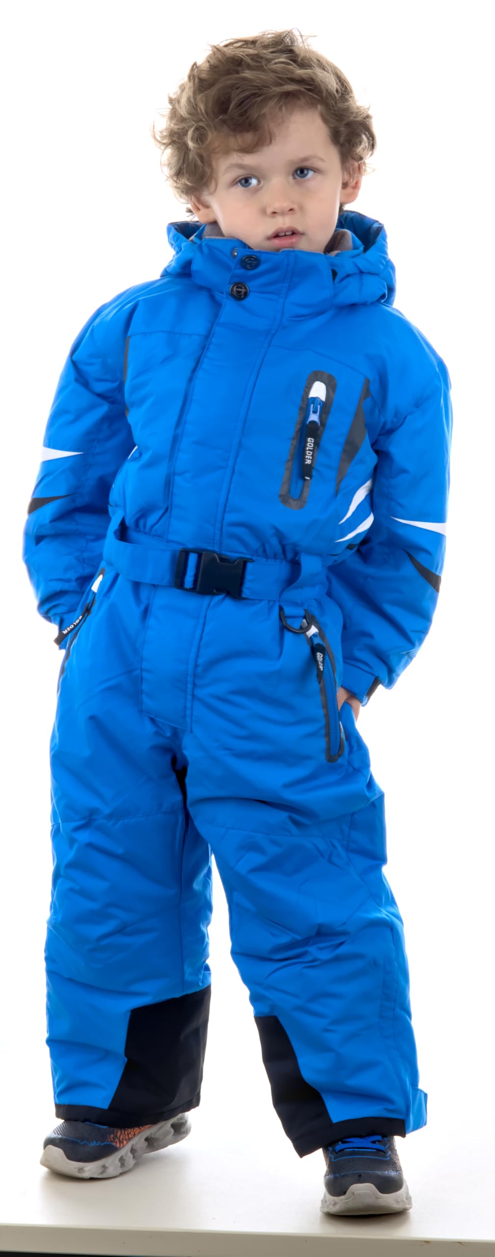 Golder Kinder Skianzug Jungen Mädchen mit Kapuze Winddichter Wasserdichter Schneeoverall