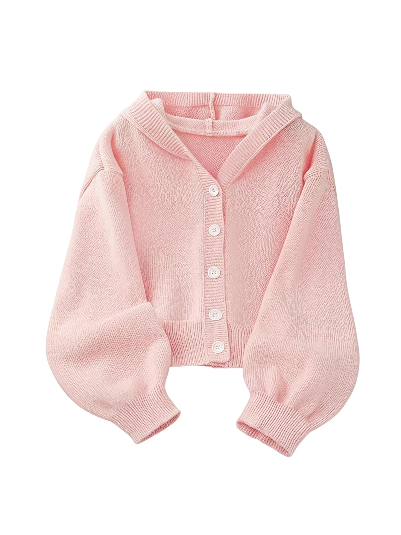 SweatyRocks Chaqueta de punto para niña de manga larga, bonita chaqueta con capucha, chaqueta con capucha para otoño, chaqueta con capucha con botones, para 4-8 años