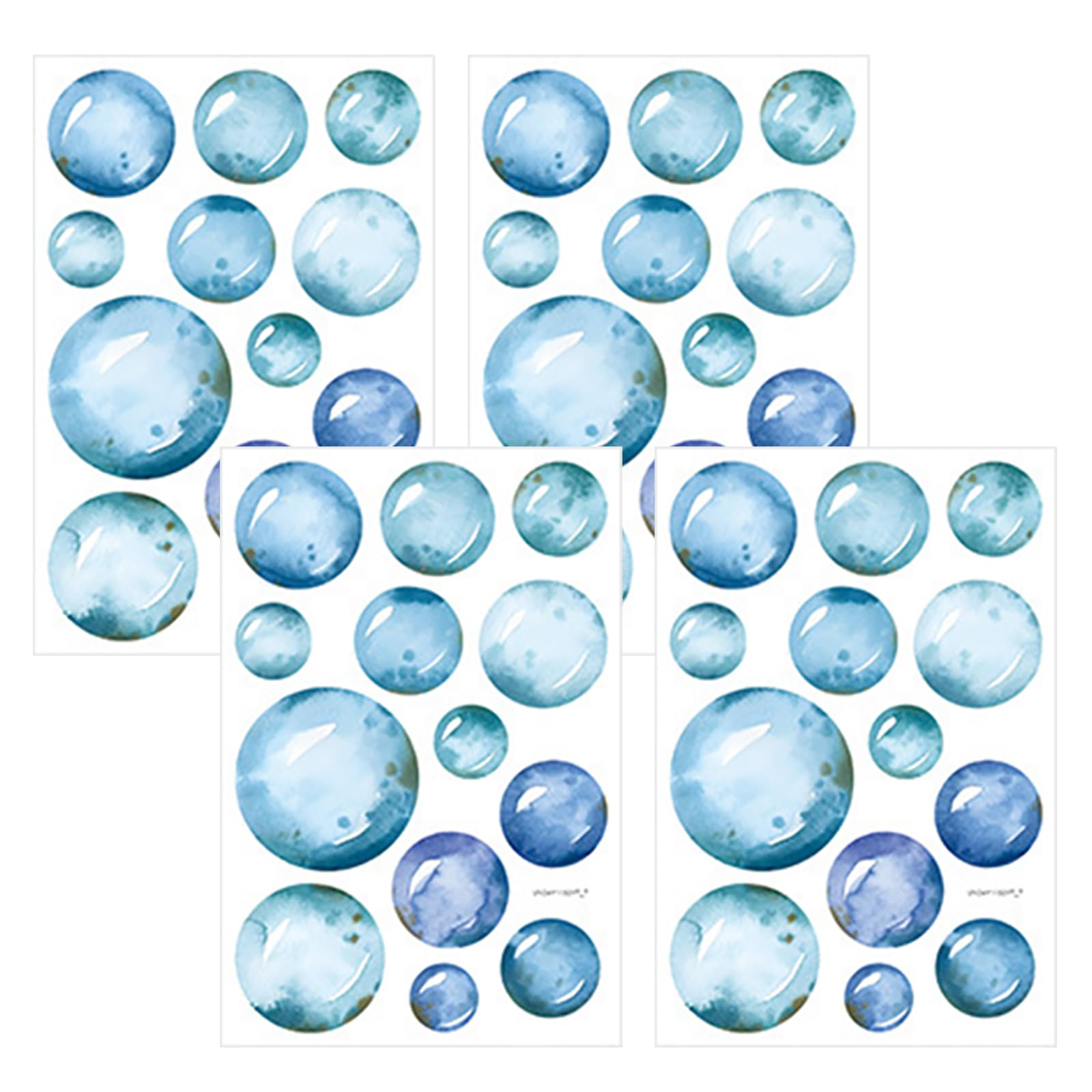 Cosiesnest 4 Sheets Bubble Wall Stickers Bathroom Wall Decal Colorful Bubble Bathroom Tile Stickers Waterproof Stickers for Boys Girls Bedroom Nursery Bathtub Decor (Blue)