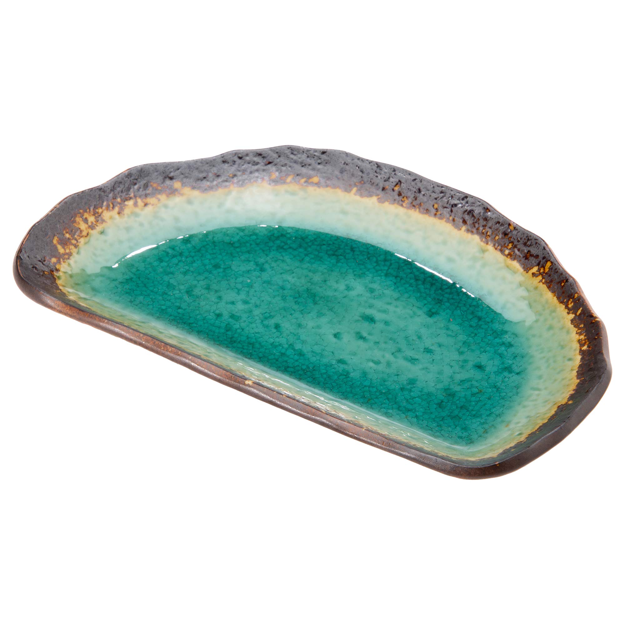 Mino Half Moon Plate, Celadon Green