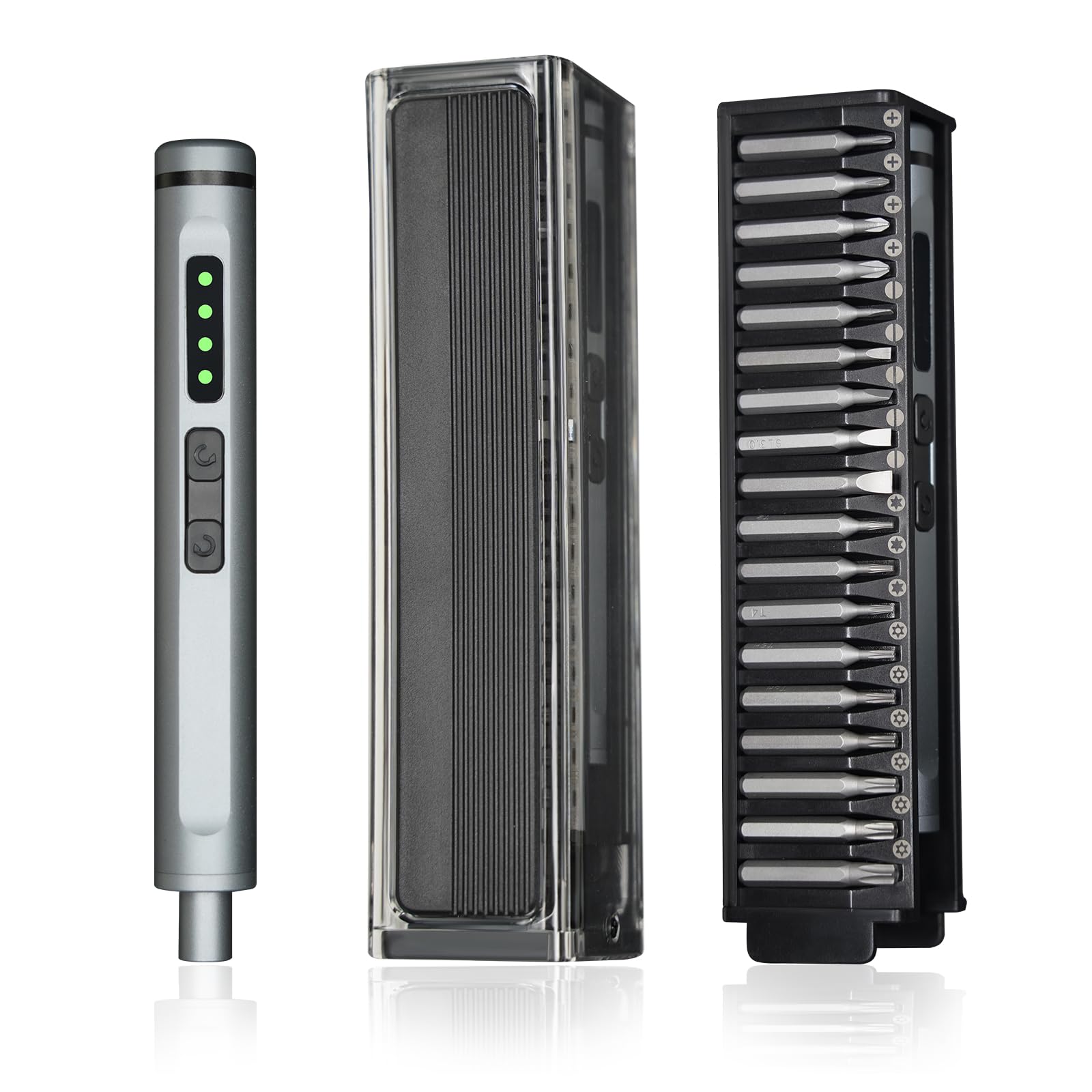 Juego de mini destornilladores eléctricos, juego de destornilladores eléctricos de precisión 42 en 1 con luz LED, herramienta de reparación de destornillador inalámbrico de pequeña potencia para PC