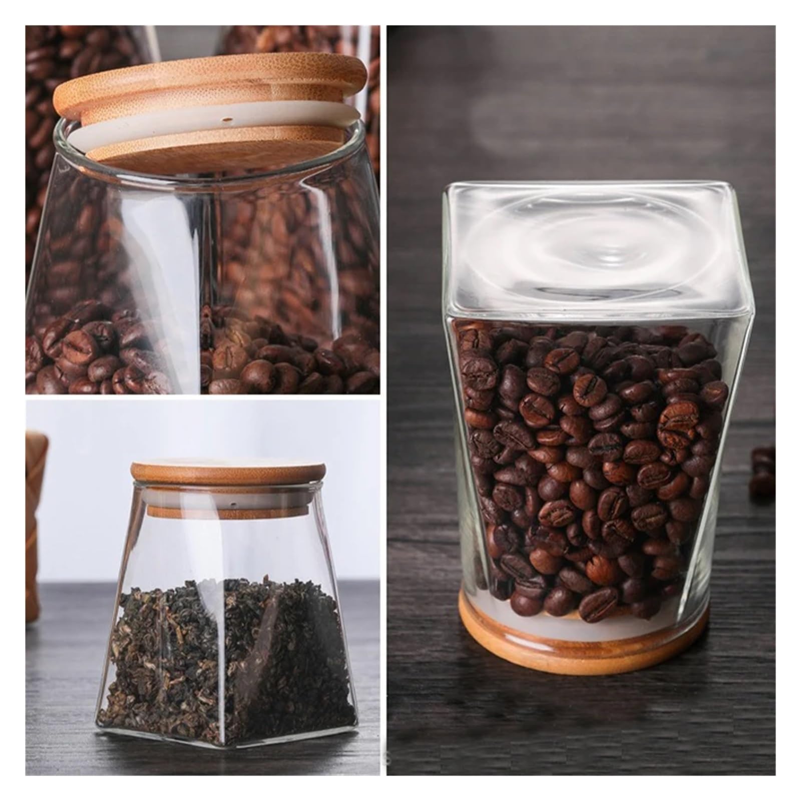 Kaffeebohnen Vakuumversiegelter Tank Transparentes Glas Lebensmittelvorratsgläser Haushaltsluftabsaugung Luftdichter Behälter für Kaffeebohnen, Zucker(550ml)