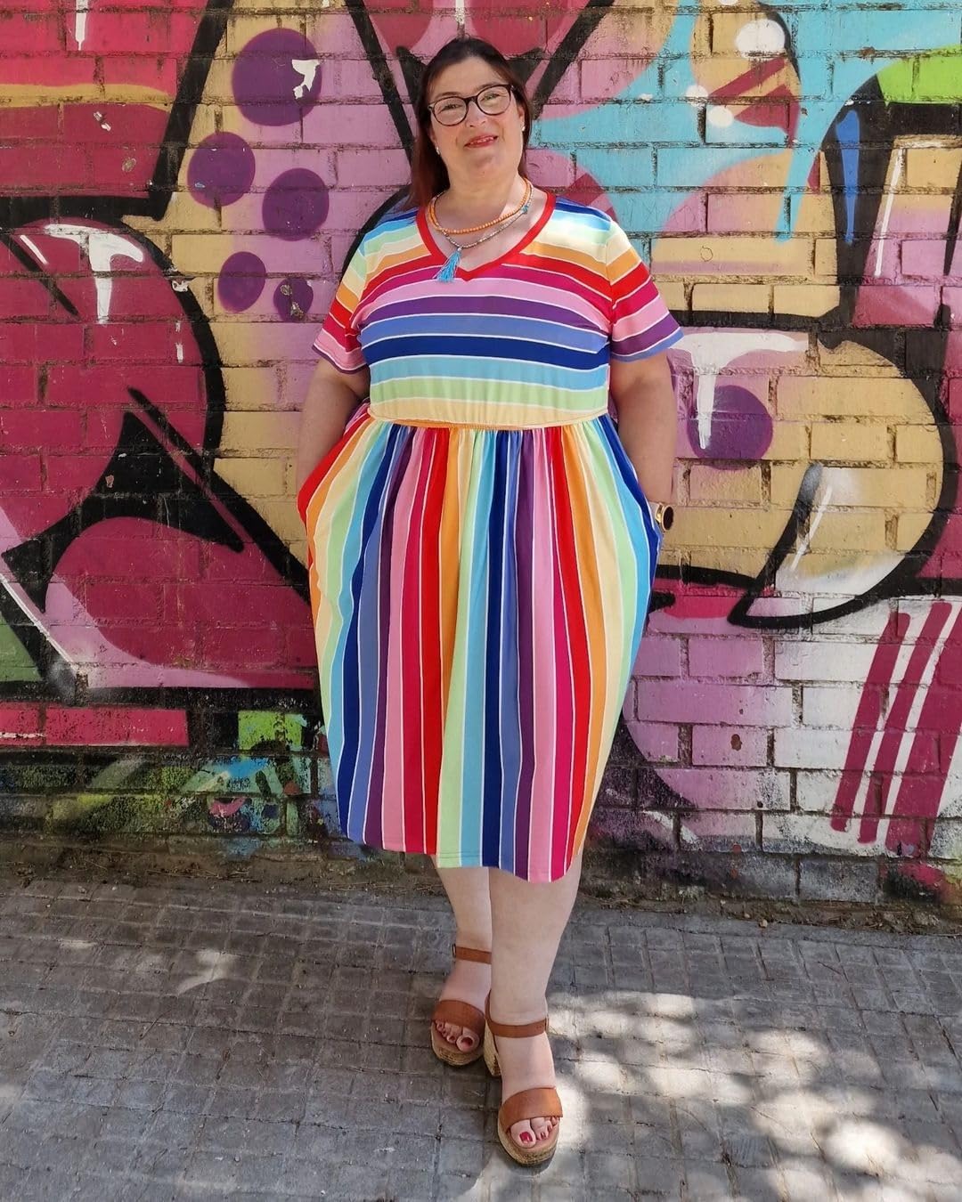 RITERA Plus Size Dresses for Curvy Women Summer Spring Womens Dress V Neck Short Sleeve Casual Dress with Pockets XL-5XL