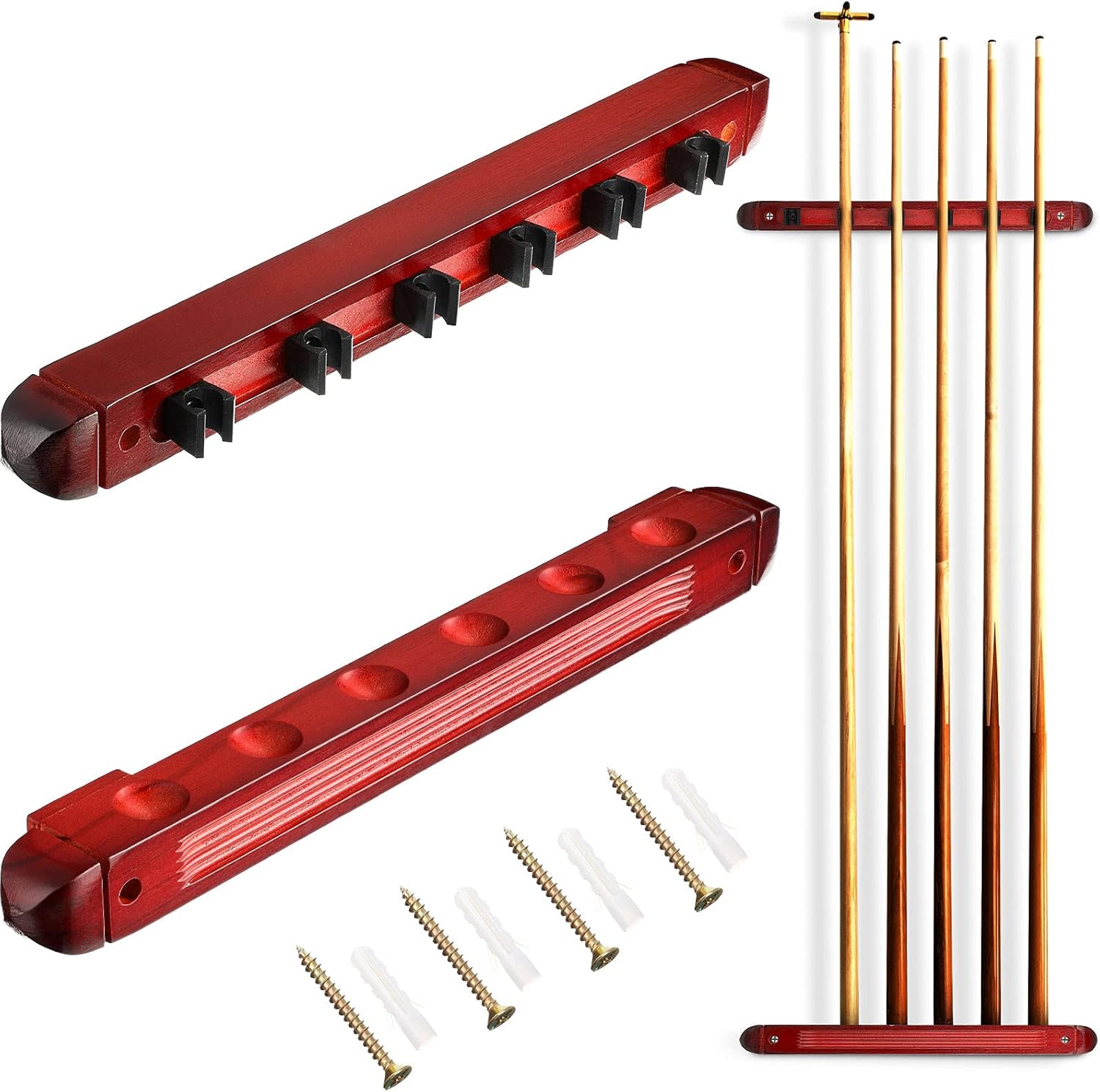 SKYLETY 2 Pieces Billiard Cue Rack,Wall Mounted Pool Stick Holder with