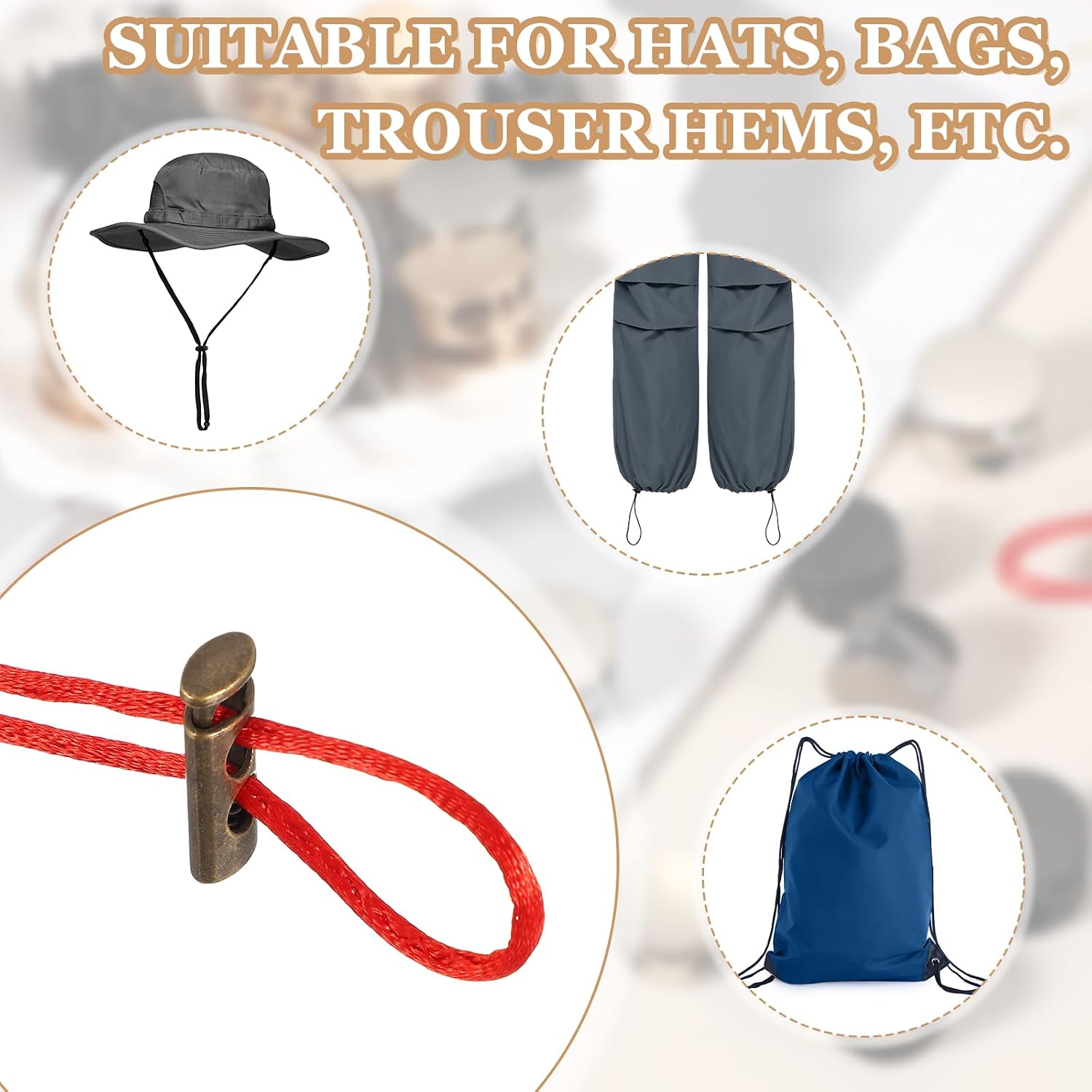YELARXI Metal Cord Locks, Double Hole Draw String Spring Stopper Fastener Round Slider Toggles End 24 Pcs & Bronze Tone -Fitting for (Shoelaces/Drawstrings/Backpack/Clothing/Lanyard)