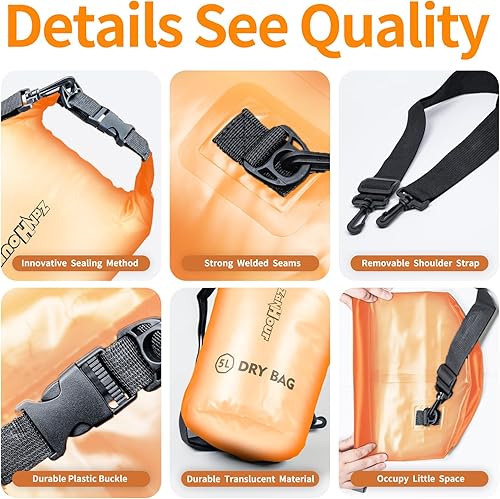 Miniatura 4 de Bolsa seca impermeable  Bolsa de almacenamiento transparente con parte superior enrollable, 2L5L10L20L, adecuada para viajes, natación, kayak,