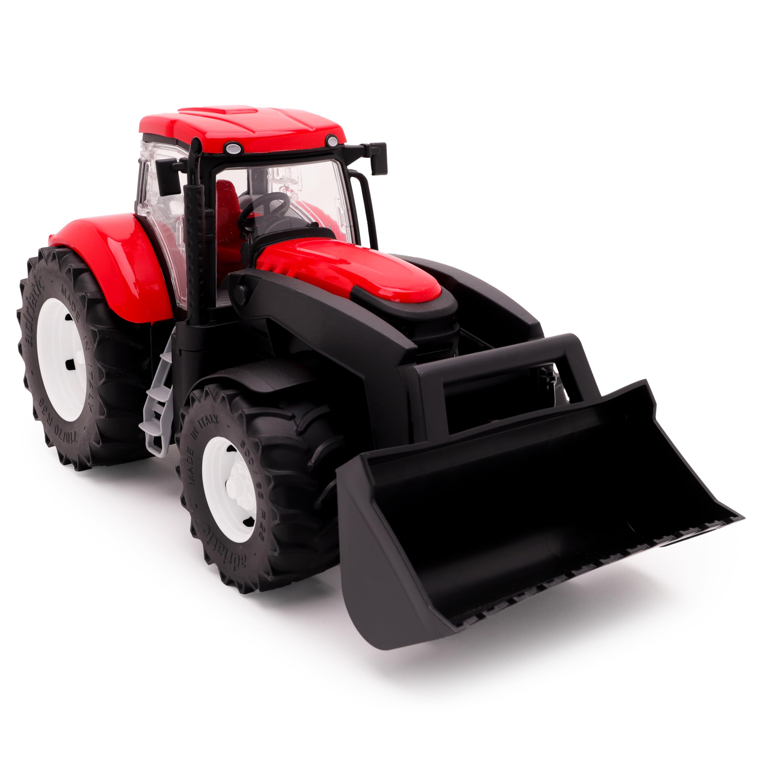 Toyland® 39cm (15") Trattore rosso con porte apribili e caricatore frontale sollevabile - Scala 1:16 - Veicoli agricoli giocattolo