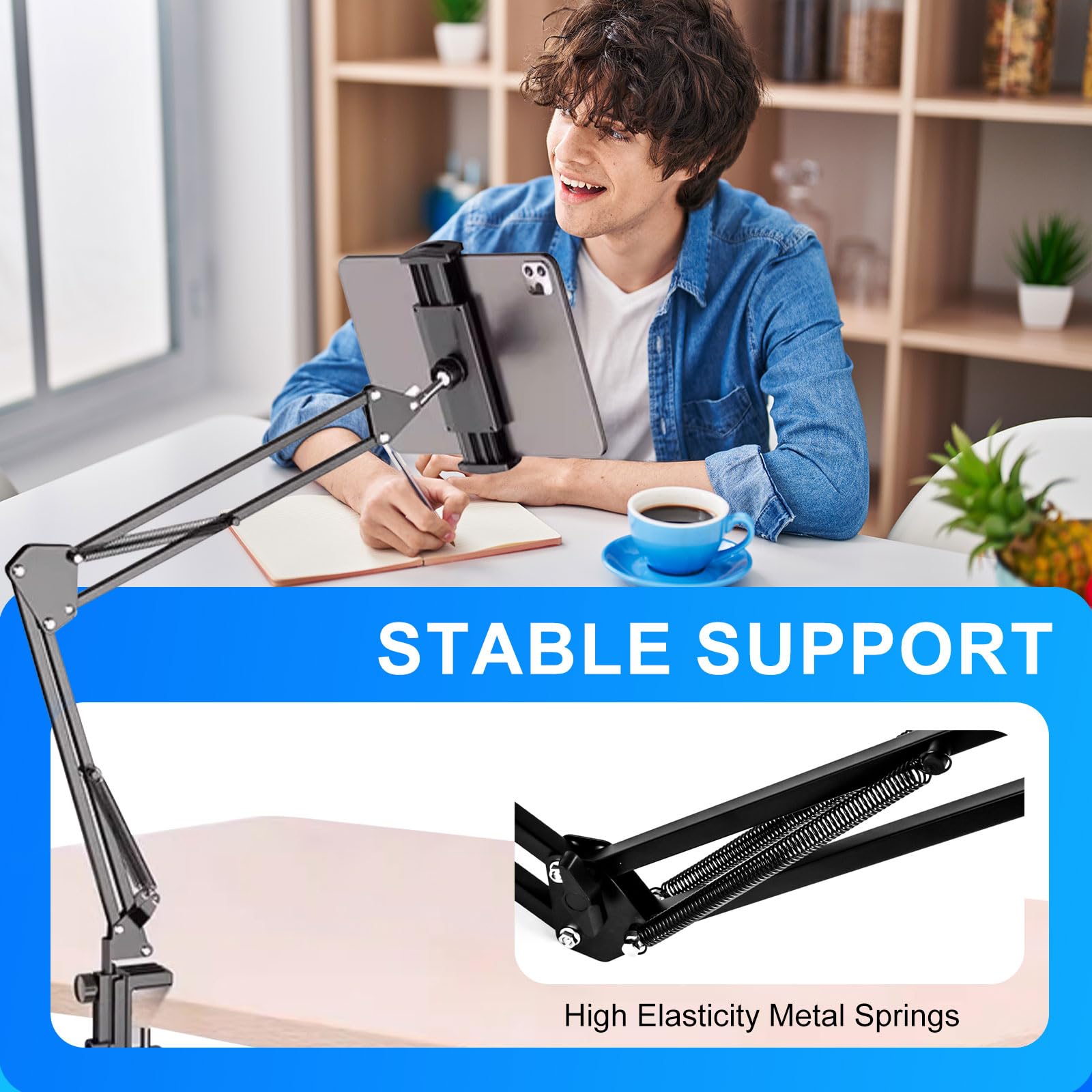 Supporto Tablet Letto Braccio Regolabile 360° Porta Cellulare Universale per Dispositivi 4"-13"