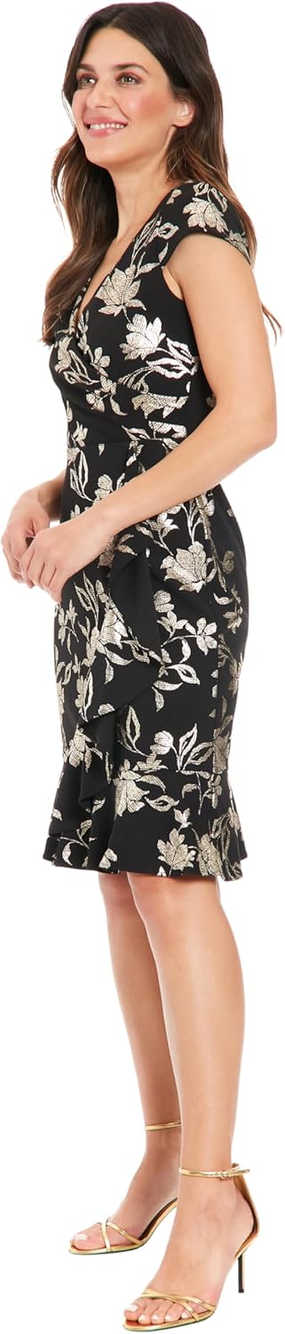 London Times Womens Pleated Surplus Cascade Flounce Dress - Image 2