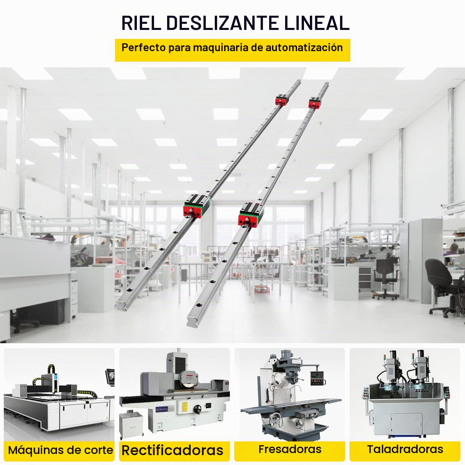 VEVOR 2 PCS Carril Lineal 1500 mm Cuadrado Carriles de Deslizamiento Lineal 4 Bloques Acero Inoxidable Alta Dureza Riel Deslizante Lineal para Máquinas de Soldadura Láser, Torno, Molino, Dobladora