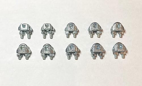 Vista 4 de Abrazaderas de cuerda de alambre de 1/4 de pulgada, 10 unidades galvanizadas galvanizadas - Clip de cuerda de alambre - Abrazaderas de cable