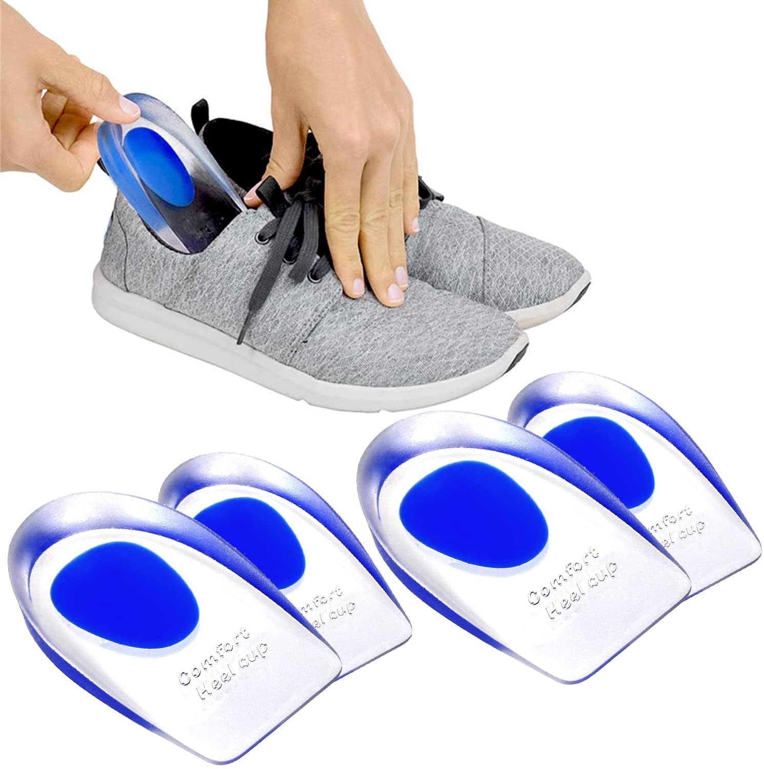 Jamboree!!! Gel Silicone Heel Cups/Pads - 2 Pair Heel Lifts for Achilles Tendonitis, Shoe Wedge Inserts for Plantar Fasciitis, Sore Heel, Bone Spur, Foot Pain Relief Support, Comfort Cushion Insoles for Women/Men (B0D3JCFC85) Amazon Price History, Amazon Price Tracker