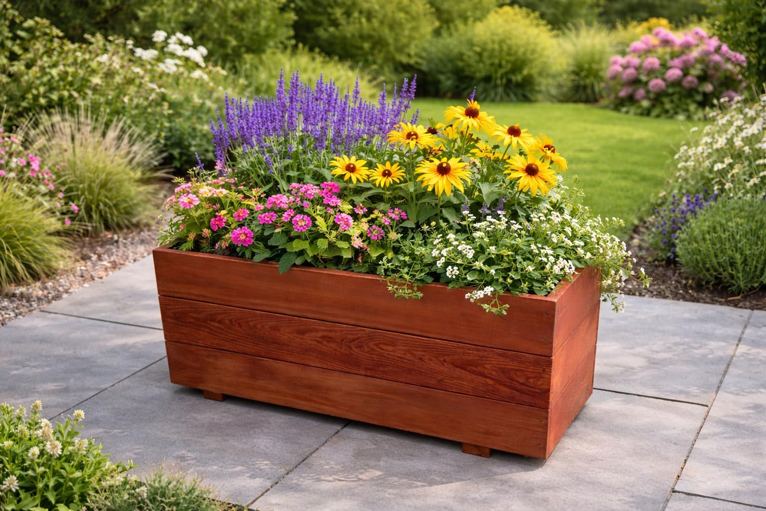 FKL Design Home Deco - Jardinera de madera, maceta para jardín, terraza, caja de madera impregnada D26 (60 x 30 x 29 cm)