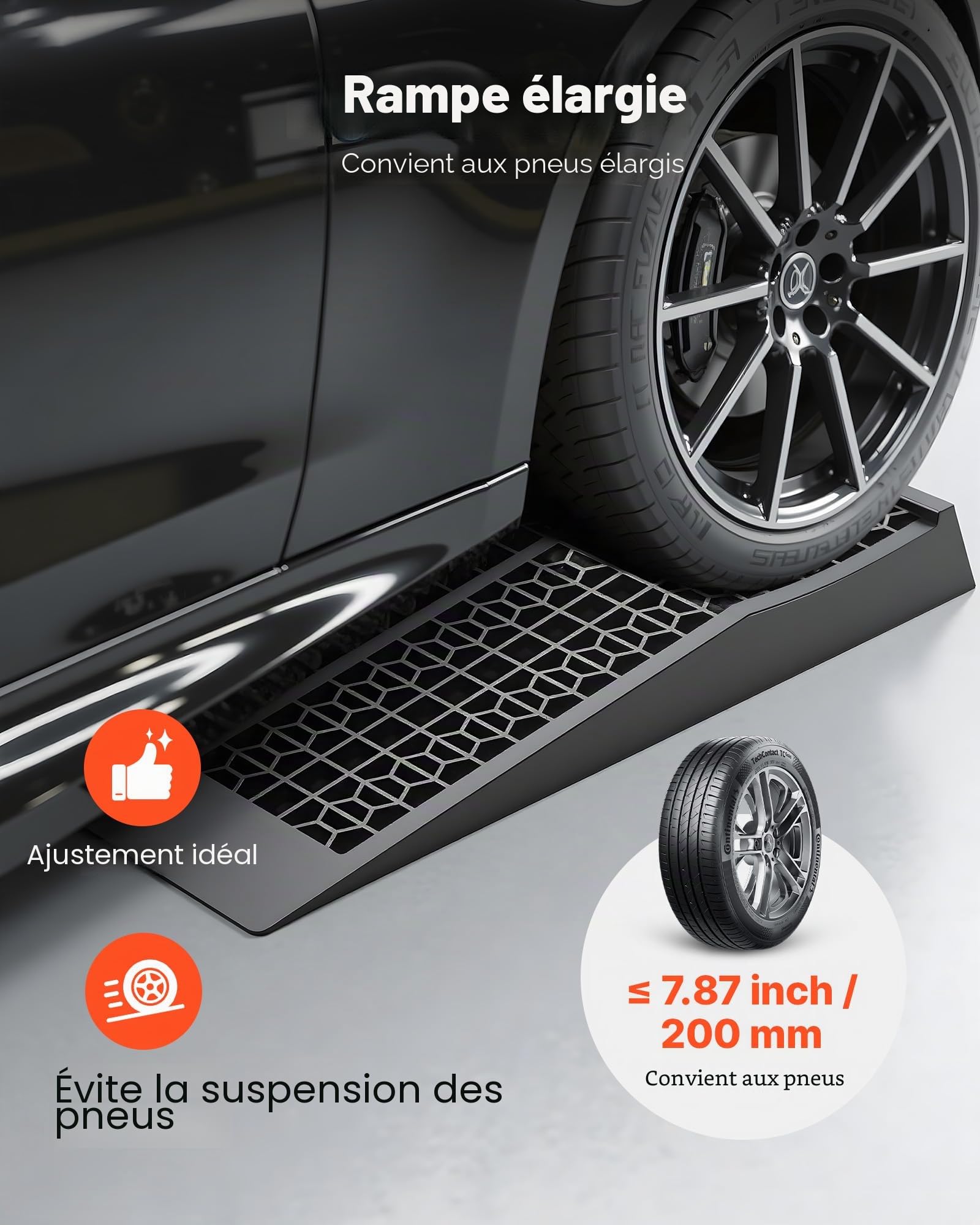 VEVOR Rampe de Voiture, 2 PCs, Rampe d'accès Portable à Profil Bas pour Voiture, capacité de 9072 kg, Hauteur de Levage de 65 mm, pour vidange, Inspection et réparation de véhicule à châssis Bas