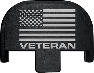 NDZ Performance Rear Slide Cover Back Plate for Smith & Wesson Self Defense S&W SD9 SD40 VE 9mm .40 Black Custom Laser Engraved Image: US Flag Veteran Text