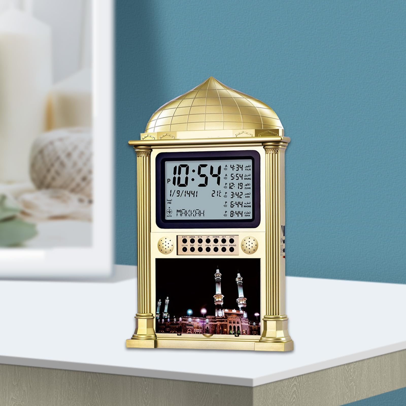 HA-4002 Azan Orologio Moderno Metallo Sveglia Orologio Da Tavolo con Memoria Snooze Funzione Supporto Temperatura Commutazione