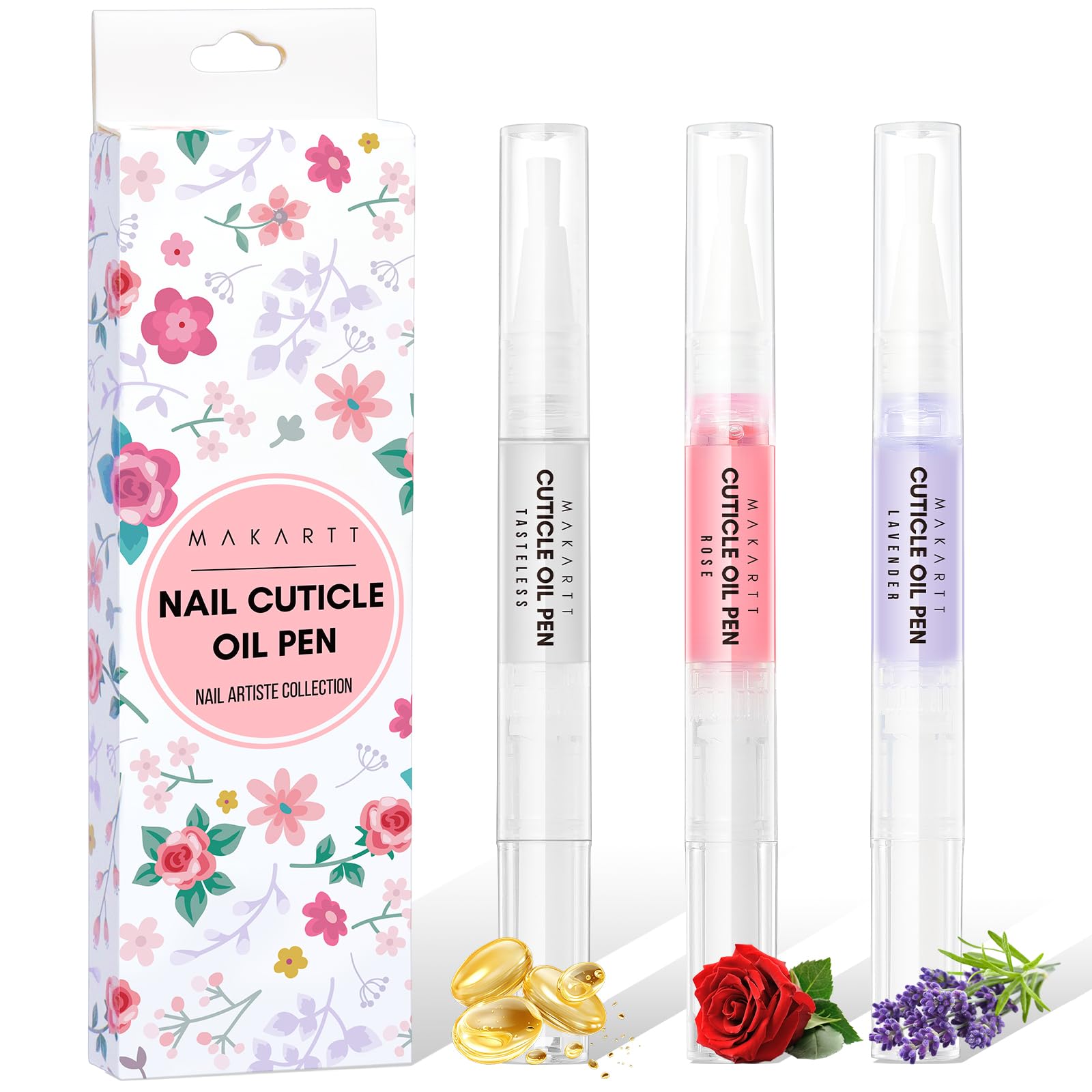 Makartt3Pcs Cuticle Oil Pen Nail Care Set, Nail Cuticle Revitalizer Oil 5ML Nail Repair Oil Cuticle Softener Nail Moisturizer Cuticle Care Kit for Acrylic Nail Oil For Manicure w/Vitamin E