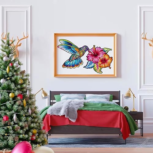 Miniatura 3 de Rompecabezas de madera para adultos, rompecabezas de madera de colibrí con forma de animales únicos, rompecabezas de madera de animales con caja de