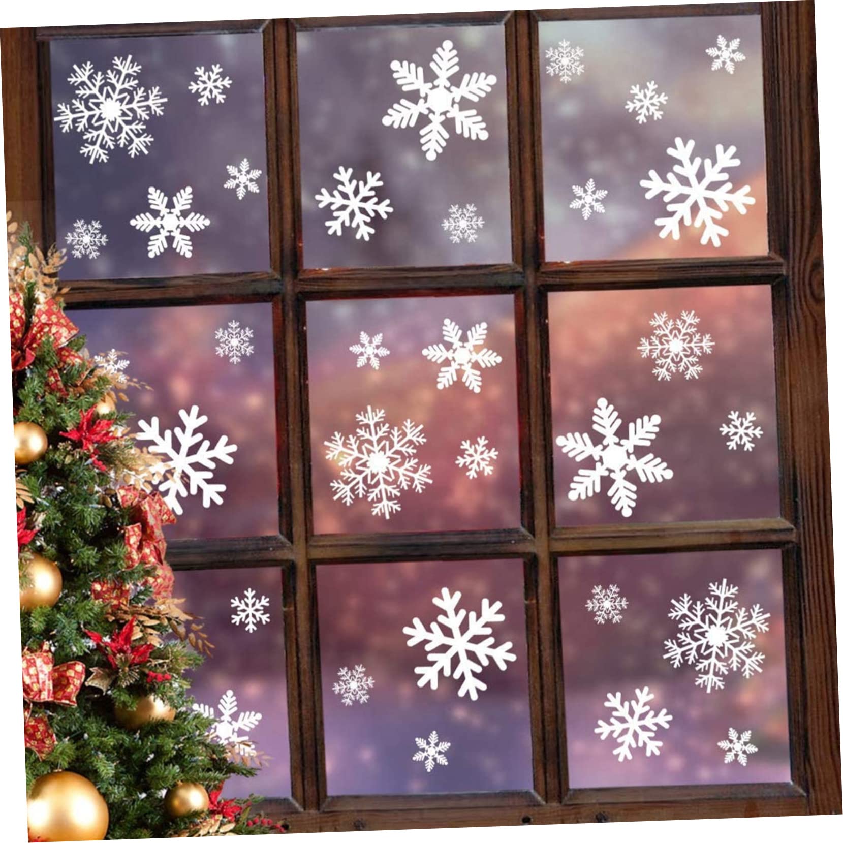 IMIKEYA 12 Blätter Weihnachtsschneeflocke-Aufkleber Schneeflocken-Schaufensteraufkleber Weihnachtsdekoration winterdeko wiederverwendbare sticker festlicher Fensteraufkleber Wandaufkleber