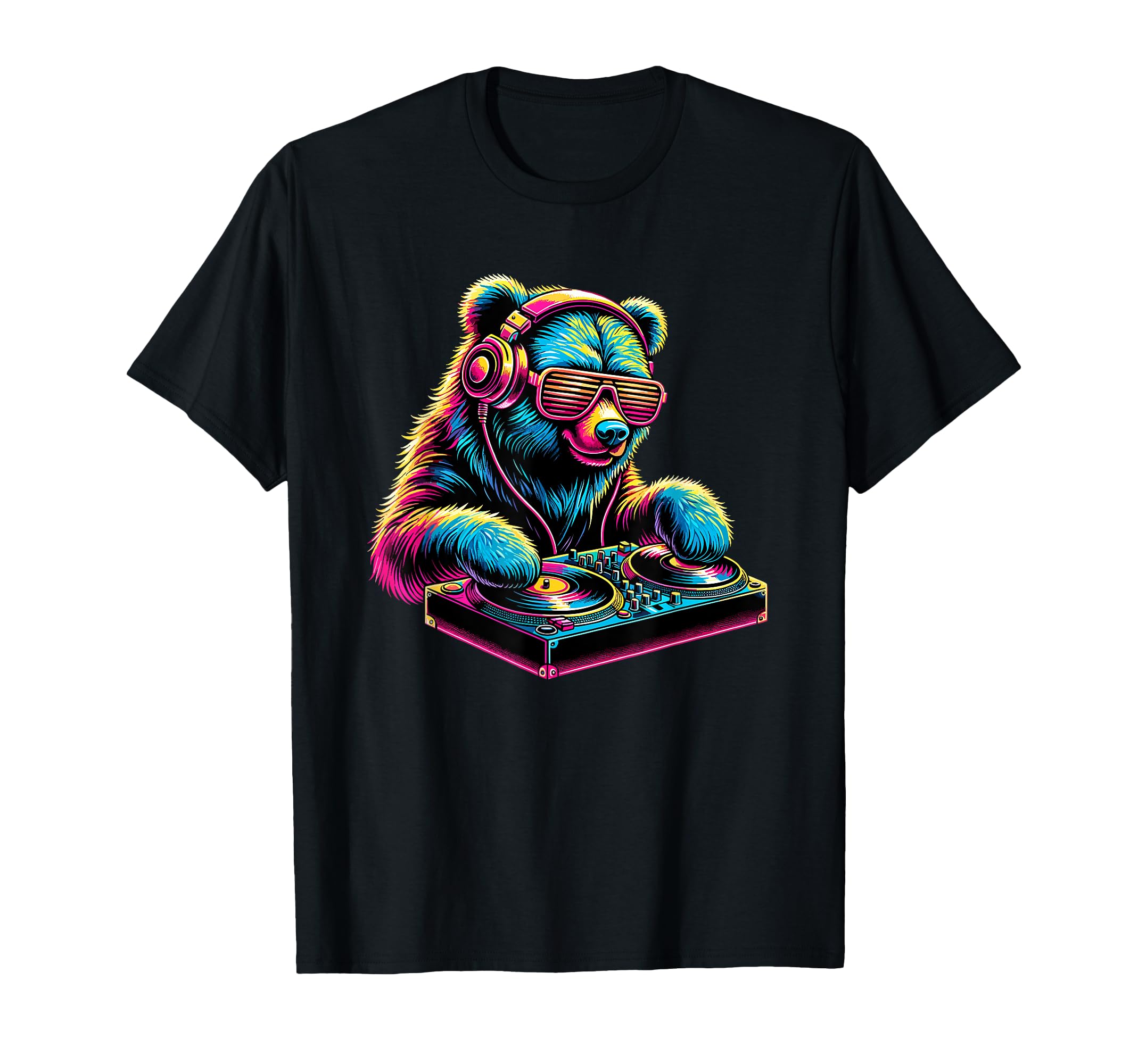 Retro Bear DJ Music Lover Headphones Disc Jockey Sunglasses T-Shirt