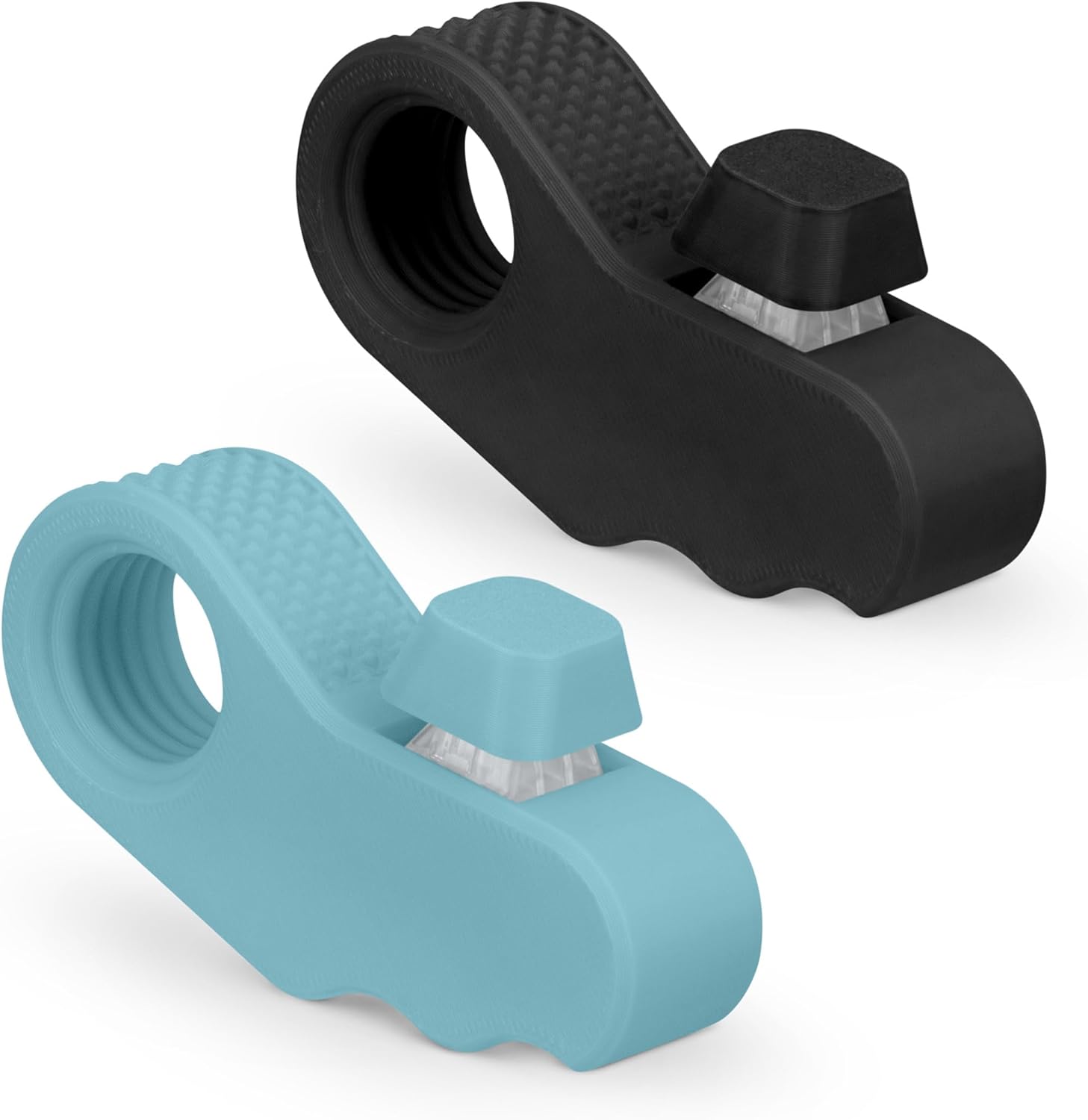 Sensory Fidget Spinner with Clicker, 2-Pack, with Satisfying Clicky Buttons, Textured Ring Design, Stress Relief and Anxiety Reducer (Black-Blue)