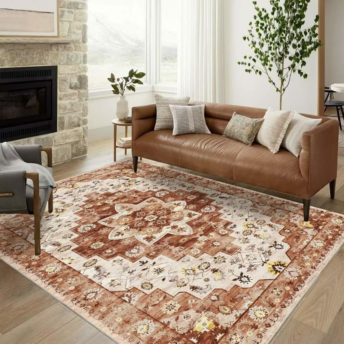 Tapis anti-poussière salon poil ras 80x160 tapis vintage durable