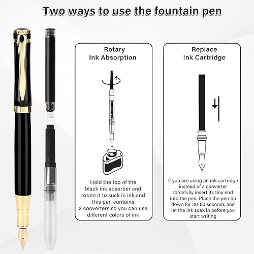 Miniatura 5 de lucilynx Pluma estilográfica, juego de pluma estilográfica de lujo para hombres y mujeres, bolígrafo de tinta para escritura suave, pluma