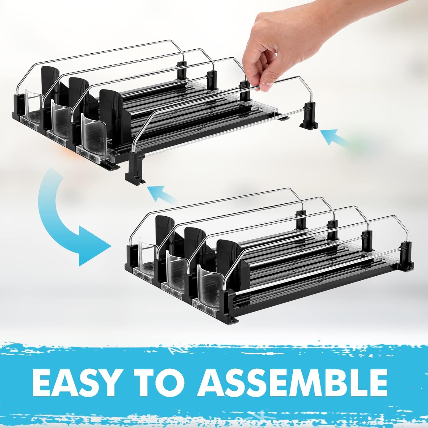 Drink Dispenser for Refrigerator, Self-Pushing Soda Can Organizer for Fridge, 3 Rows has been Assembled, Automatic Can Organizer with Spring Loaded for Refrigerator Holds 12 cans, Black - Image 7