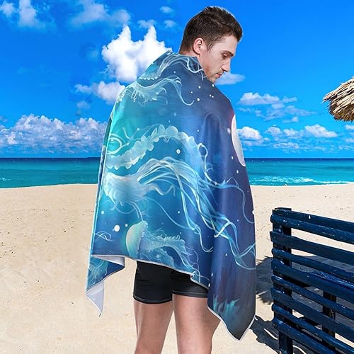 Miniatura 4 de SDMKA Toalla de playa de gran tamaño a prueba de arena, de secado rápido, súper suaves y absorbentes, para playa, baño, piscina, 31 x 71 pulgadas