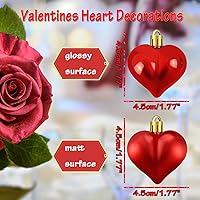 Vista 3 de 24 adornos en forma de corazón para el día de San Valentín, bolas de corazón brillantes y mate, decoraciones colgantes para el día de San Valentín