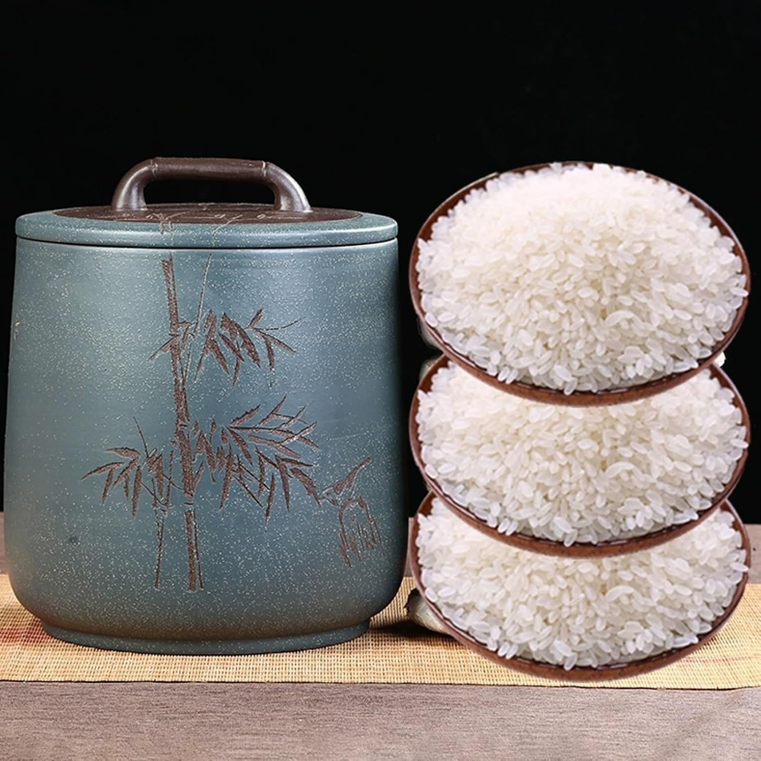 JKGHK Ceramic Rice Bucket, 7.5kg Chinese Sealed Capacity Rice Pot, Food Storage Jar with Lid, Grain Storage Ceramic Container, for Grains Snacks Candy Coffee Beans Food(Yellow)
