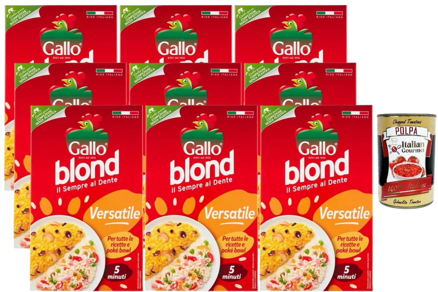 Italian Gourmet Riso Allzweckreis 9x1kg 9kg mit Polpa für Bowls Großpackung