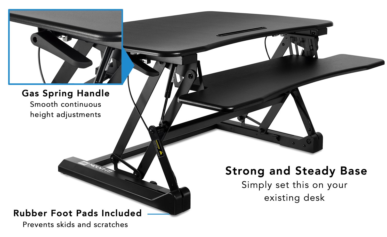 Mount-It 35 5 Standing Desk Converter with Keyboard Tray Adjustable Sit Stand Desk Riser for Dual Monitors Dual — view 6
