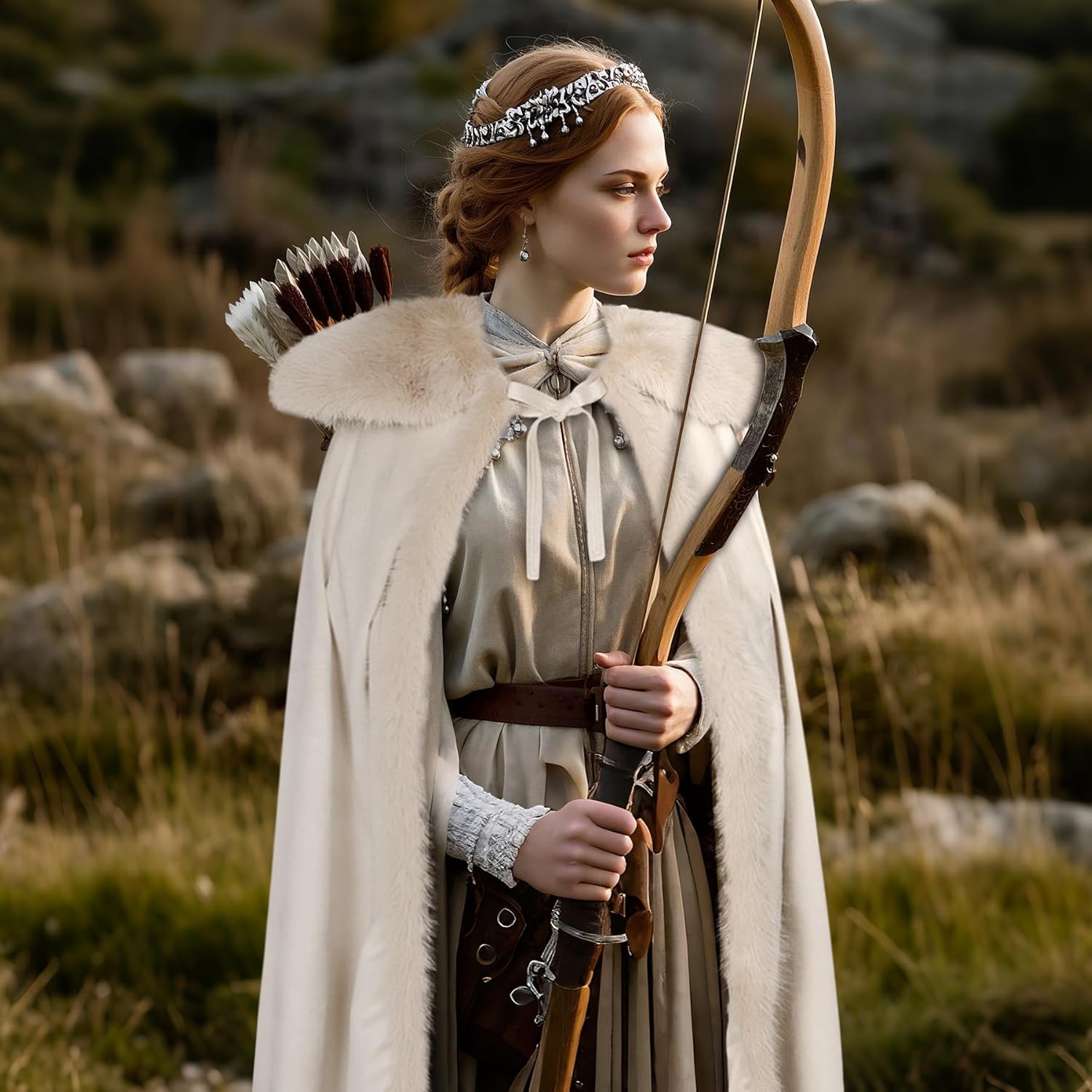 L'VOW Viking Fur Cloak Renaissance Fur Cape Velvet Cloak Medieval Cosplay Costume Women Men - Image 5