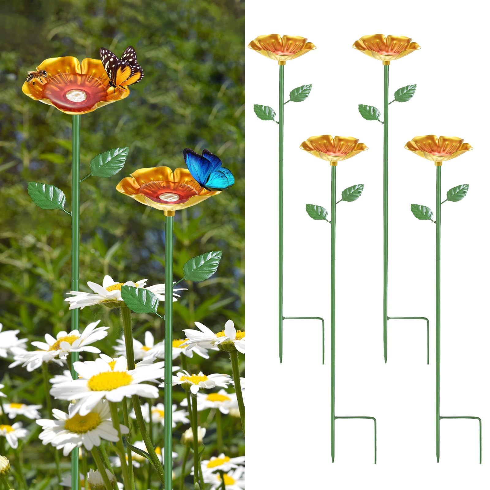 M METERXITY 4-Pack Bee Watering Stations 64cm/25in Iron Water Feeder