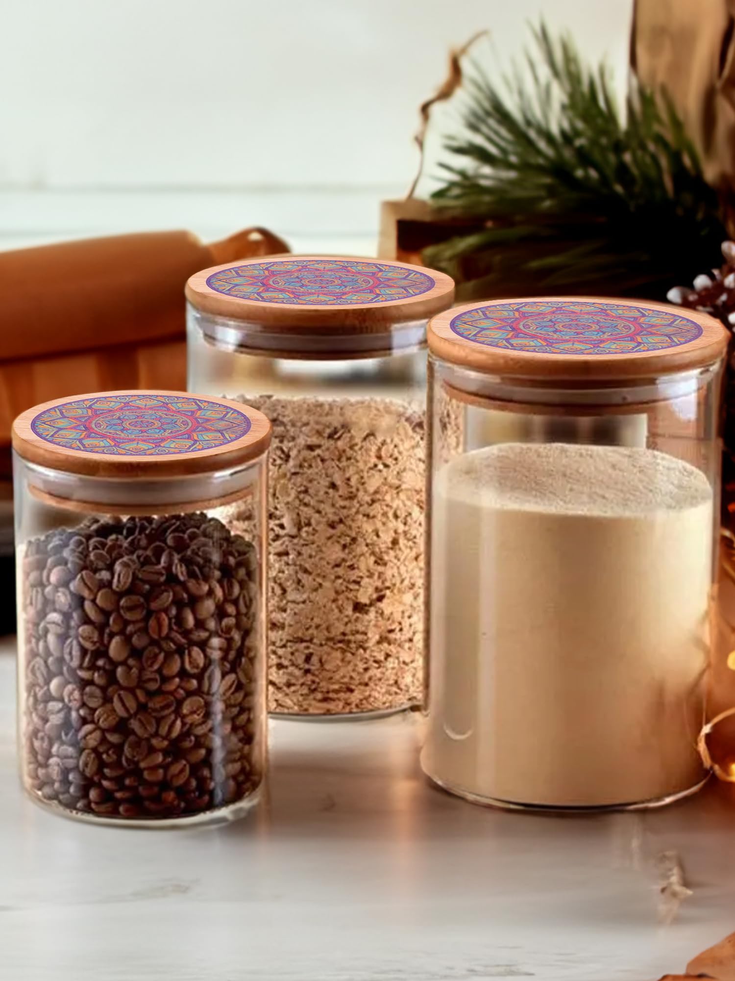 The Better Home Pack of 3 Borosilicate Glass Jars with Printed Bamboo Lids I Airtight Glass Kitchen Containers Set | 300+600+1000ml | Multiutility Jars for Sugar, Coffee, Cookies, Snacks, Spices (B0CV5S3337) Amazon Price History, Amazon Price Tracker