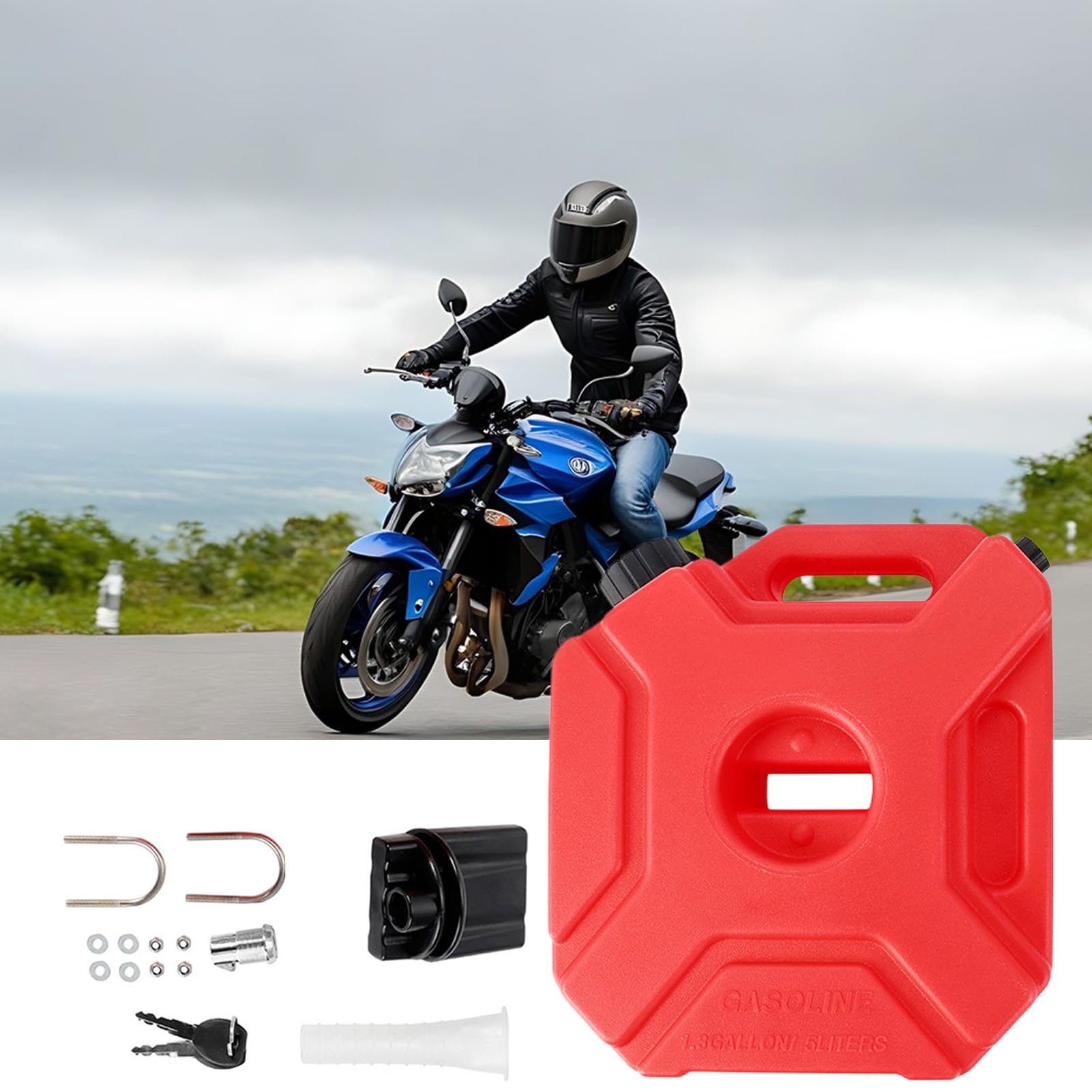 Zbiornik Oleju do Motocykli Terenowych i 5L Dodatkowy Zbiornik Oleju | Pojemnik na Płyny Silnikowe dla Zewnętrznego Użytku, Kierowców Motocyklowych, Entuzjastów Przygód i Jazdy w Terenie