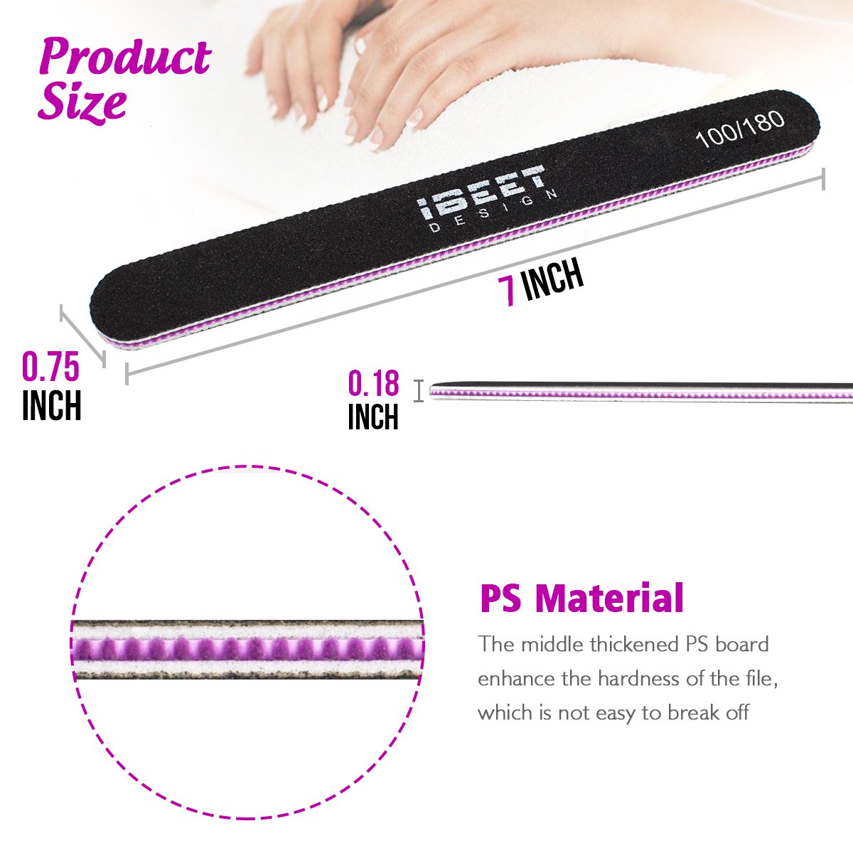 12PCS Nail Files and Buffer Set, Double Side Emery Board Different Grit for Nails Set, Cosmetic Manicure Fingernail File Tool, Home Professional Nail File Kit White for Women Girls