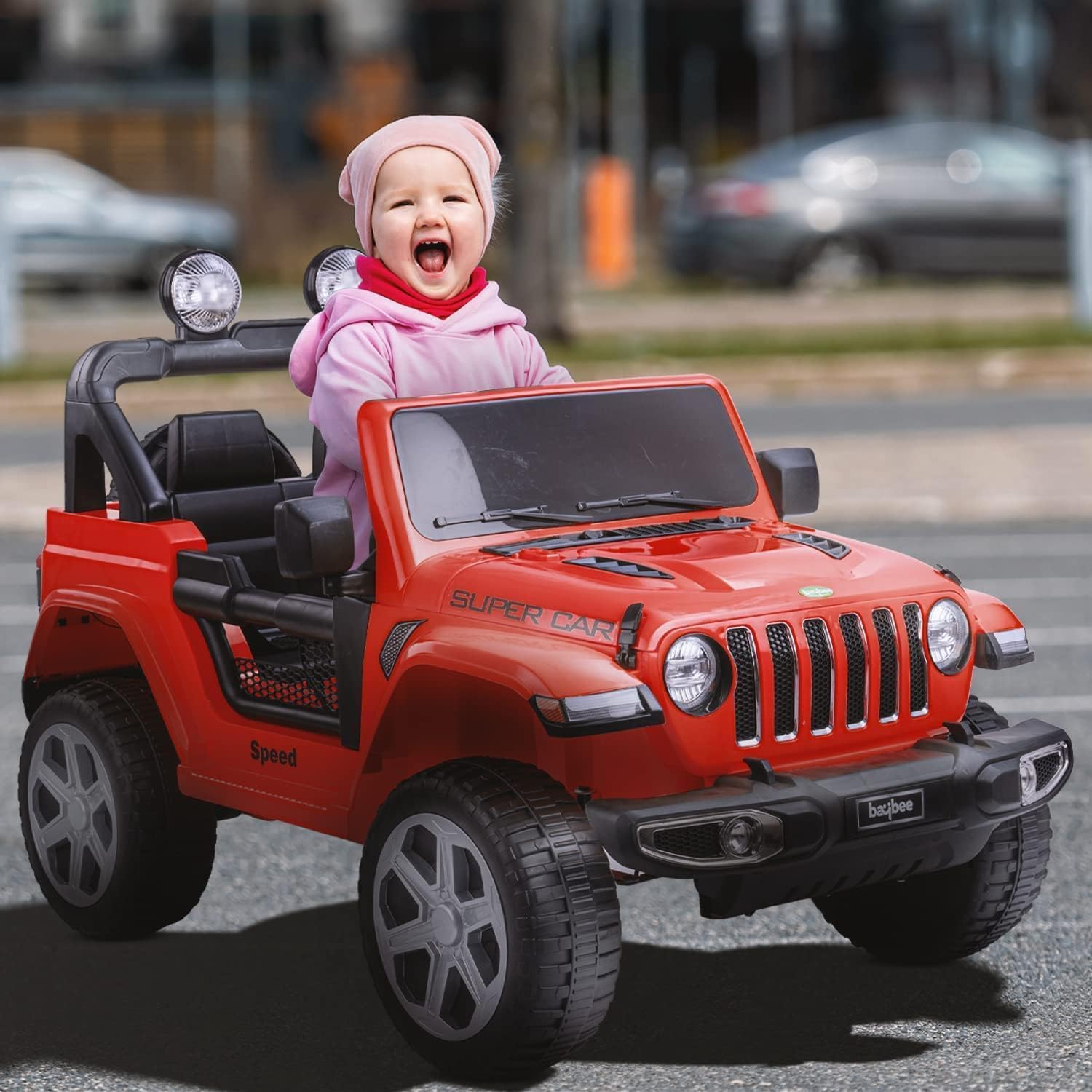 Baybee Battery Car for Kids,Electric Jeep for Kids Ride On Racing Baby Big Jeep Rechargeable Car with R/C for Boys & Girls 2 to 6 Year (Red)