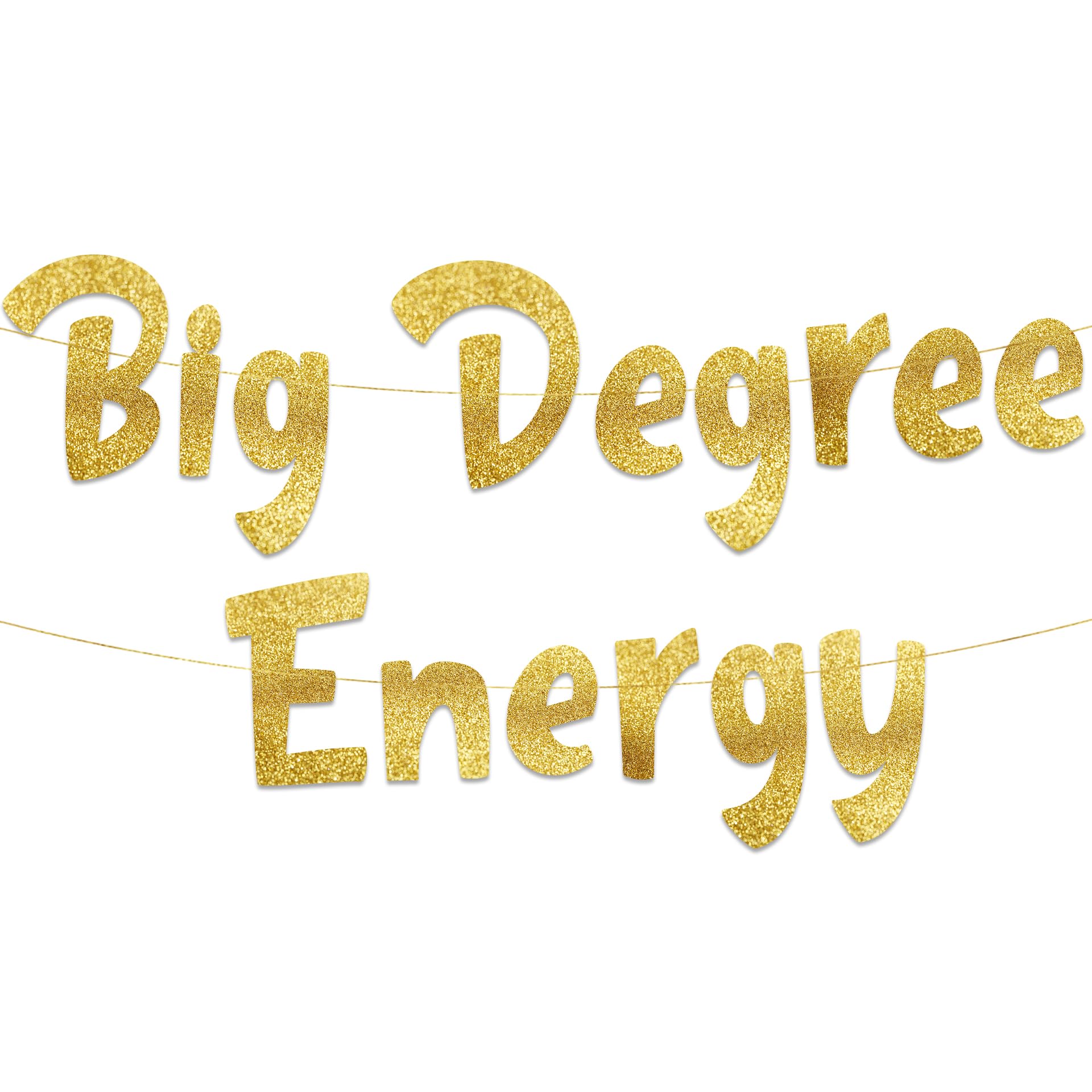 Pre-Strung Big Degree Energy Gold Glitter Banner - Birthday Decorations for Men and Women - Party Supplies and Gifts