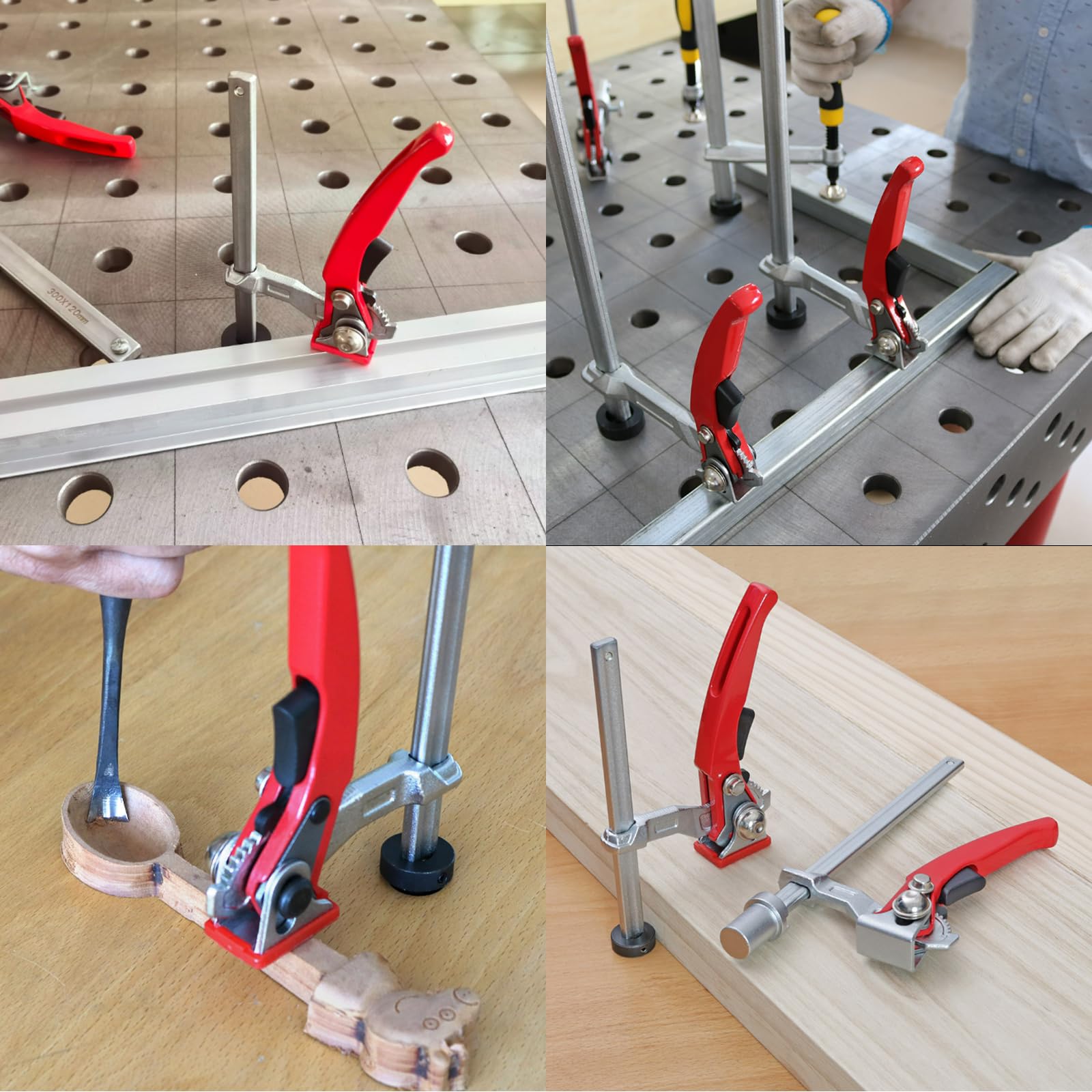 2 piezas de sargentos de apriete de 20 mm,Sargentos carpintero,abrazadera de palanca de sujeción baja, prensa de liberación rápida ajustable, pinzas de mesa de aleación de aluminio, soporte de prensa