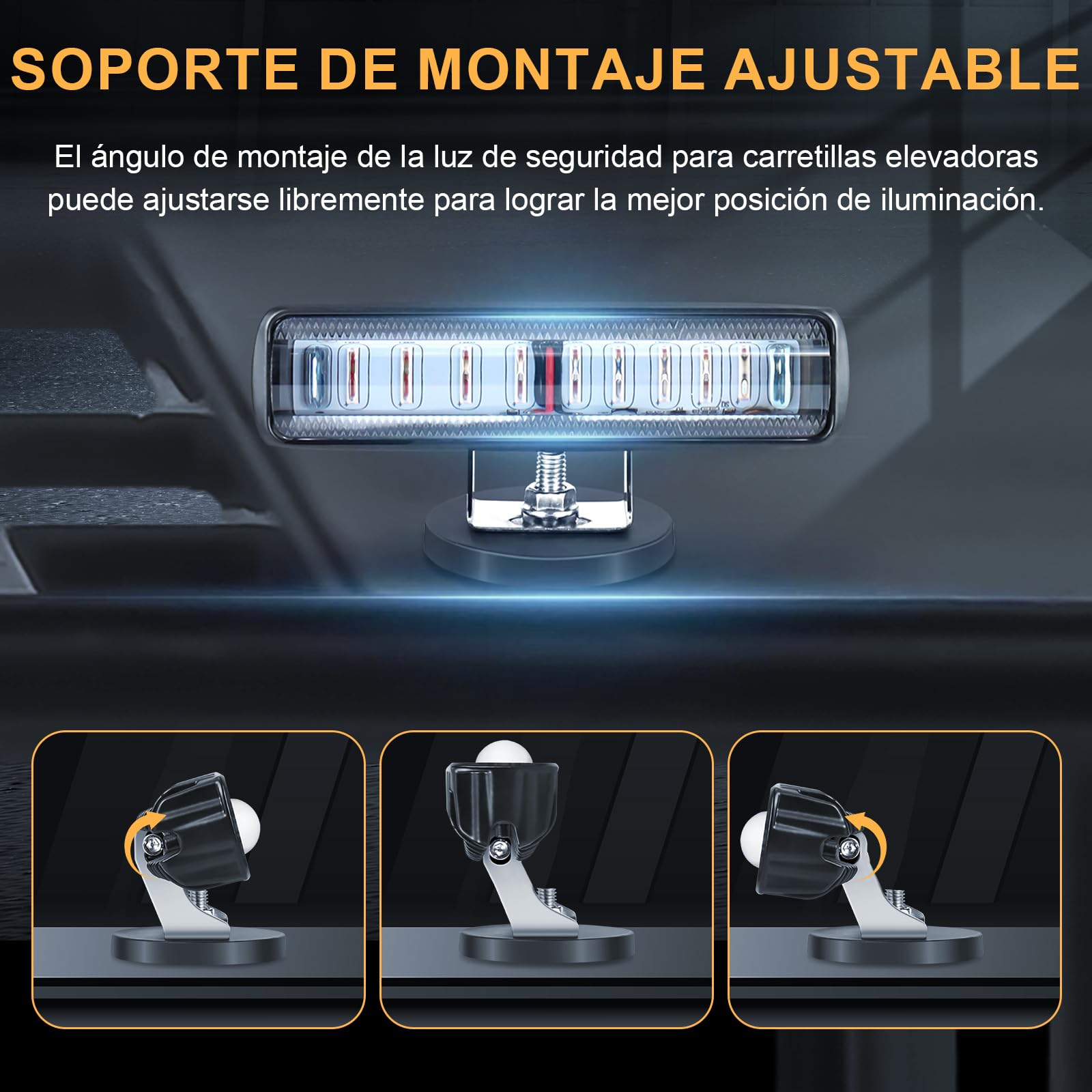 Dinfu 2 x 20W LED Estroboscopica Carretilla Elevadora con base magnética, luces de advertencia laterales 12 V-80V para camión tractor, carretilla elevadora, emergencia, coche