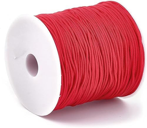 Miniatura 2 de Pandahall - Cuerda de nailon de 120.29 yardas de 0.059in Kumihimo hilo de macramé trenzado chino para ventanas, persianas y rodillos (rojo)