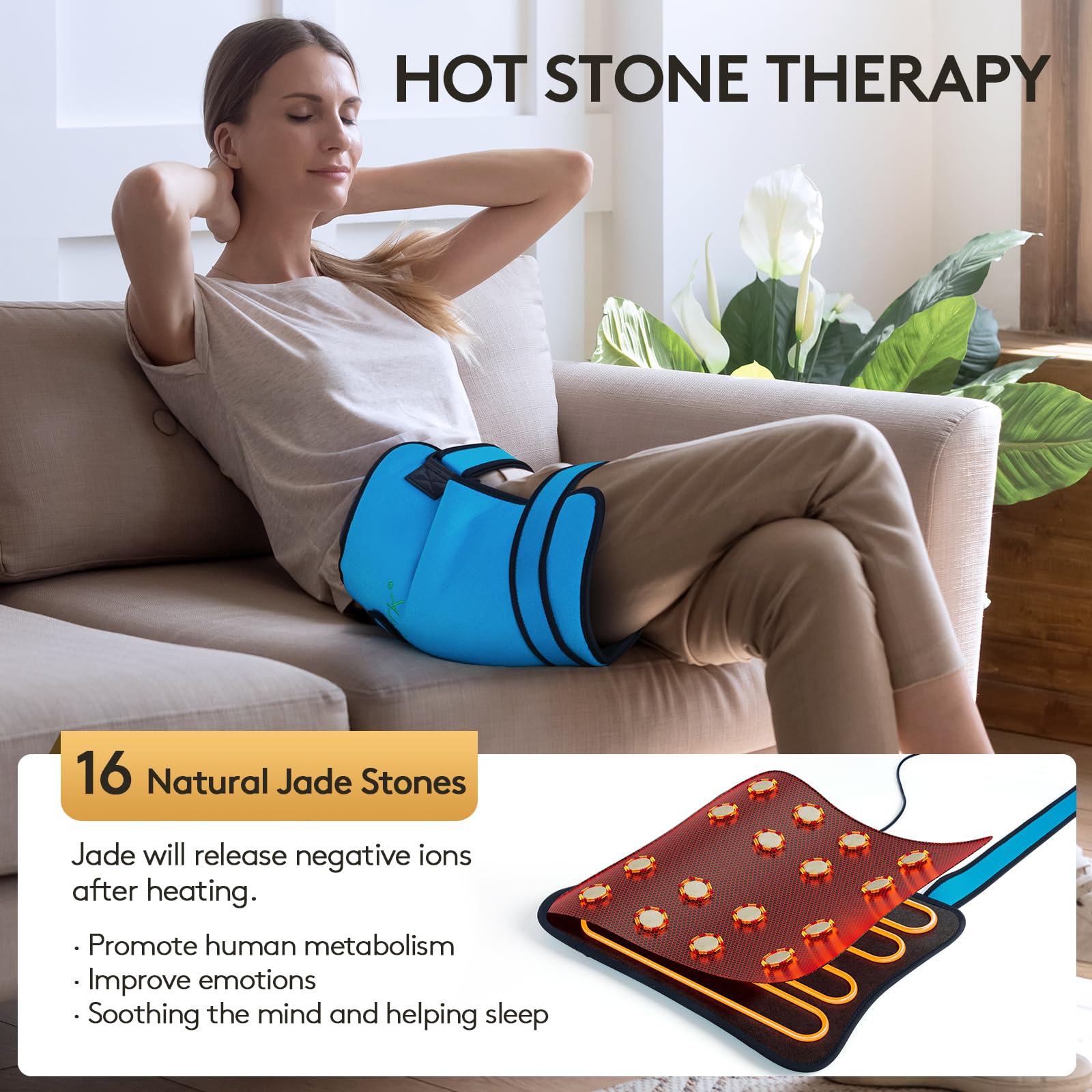 UTK Hip Heating Pad for Sciatica, 5X Far Infrared Heating Pads with 16 Natural Jades & Smart Controller, Lower Back/Thigh/Buttock/Abdomen Electric Heat Pad for Women (16.9 Inch)
