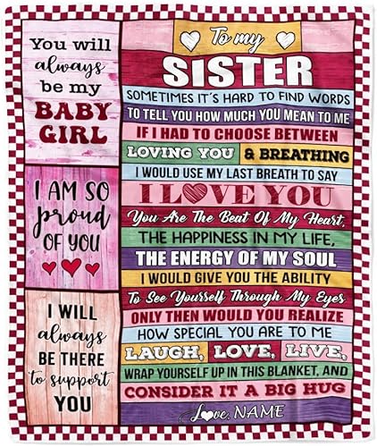 Miniatura 10 de Manta personalizada con texto en inglés To My Sister from Brother Life is Tough But So Are You Sister, cumpleaños, celebración, graduación, Navidad,