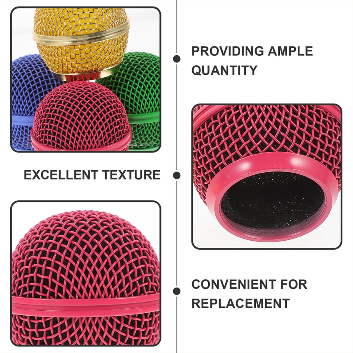 Levemolo 8 Piezas de Rejilla Metálica para Micrófono, Cabezal de Malla de Repuesto Multicolor (dorada, Rosa, Verde, Azul Claro), Compatible con Micrófono Inalámbrico, Accesorio