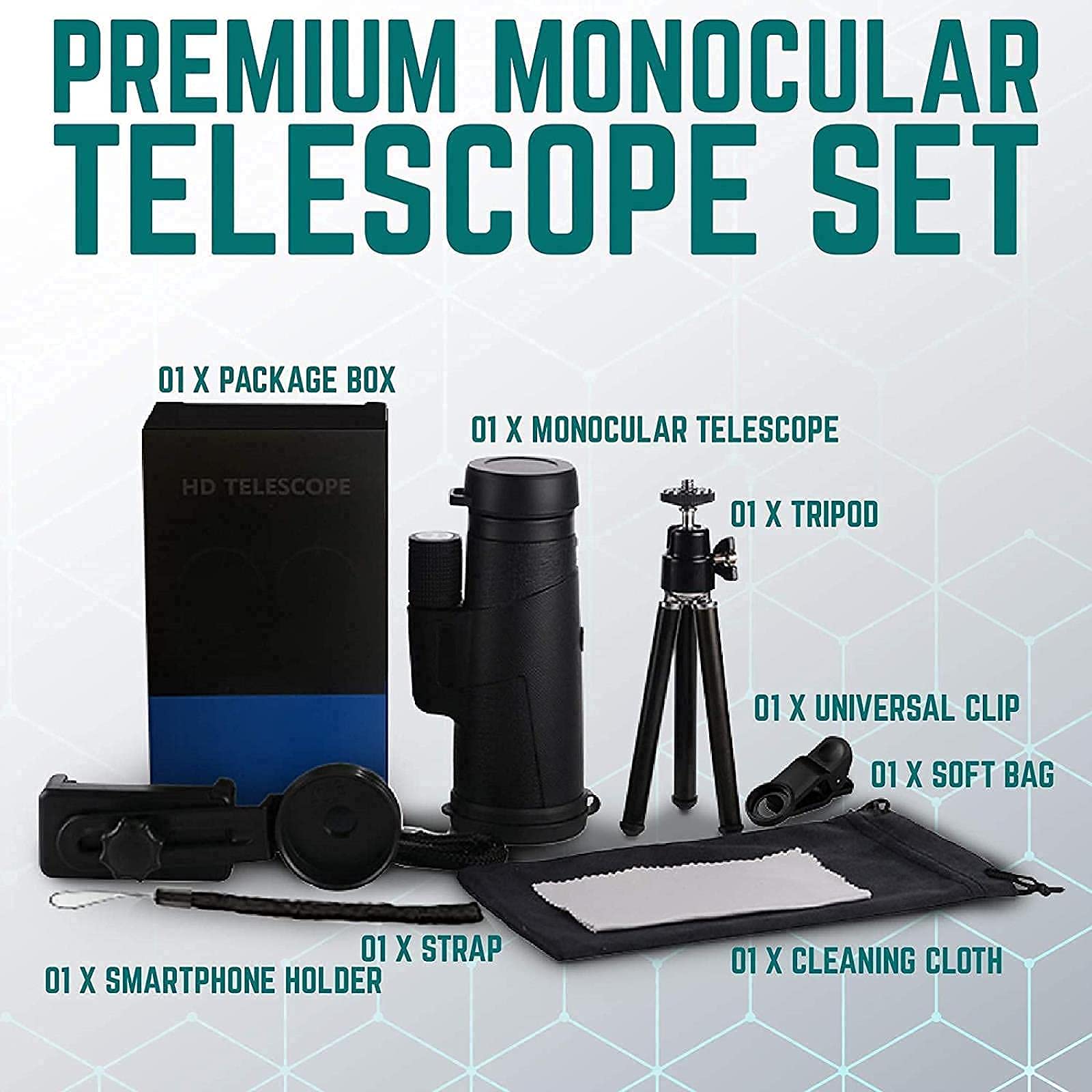 Bak4 Prism Fmc Lens Wodoodporny monokular z uchwytem do smartfona i statywem, teleskop monokularowy 12X50 o wysokiej rozdzielczości little surprise